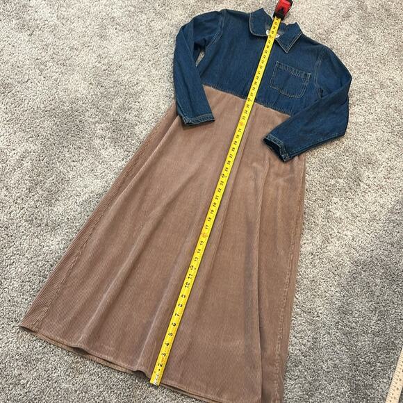 VTG Studio Wear Jean Jumper Women’s Denim Maxi Dress Small S Corduroy Cowgirl - Picture 13 of 16